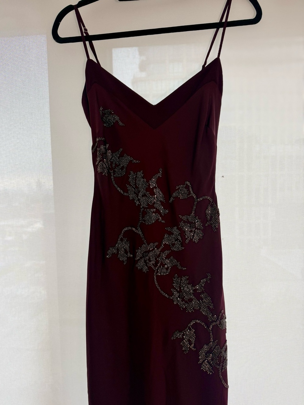 HOUSE OF CB ANASTELLE PLUM HAND BEADED EMBELLISHED SATIN MAXI GOWN SIZE S - Picture 10 of 14